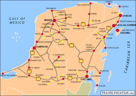 mapa de Yucatan, Mexico