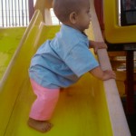 Climbing up the slide